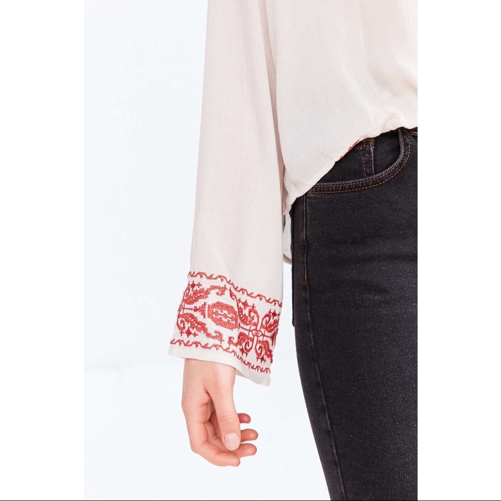 Urban Outfitters Ecote Embroidered Surplice Top - Picture 3 of 6